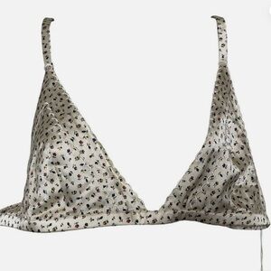 Doen Cream and Blue Triangle Bralette Intimates- small and medium